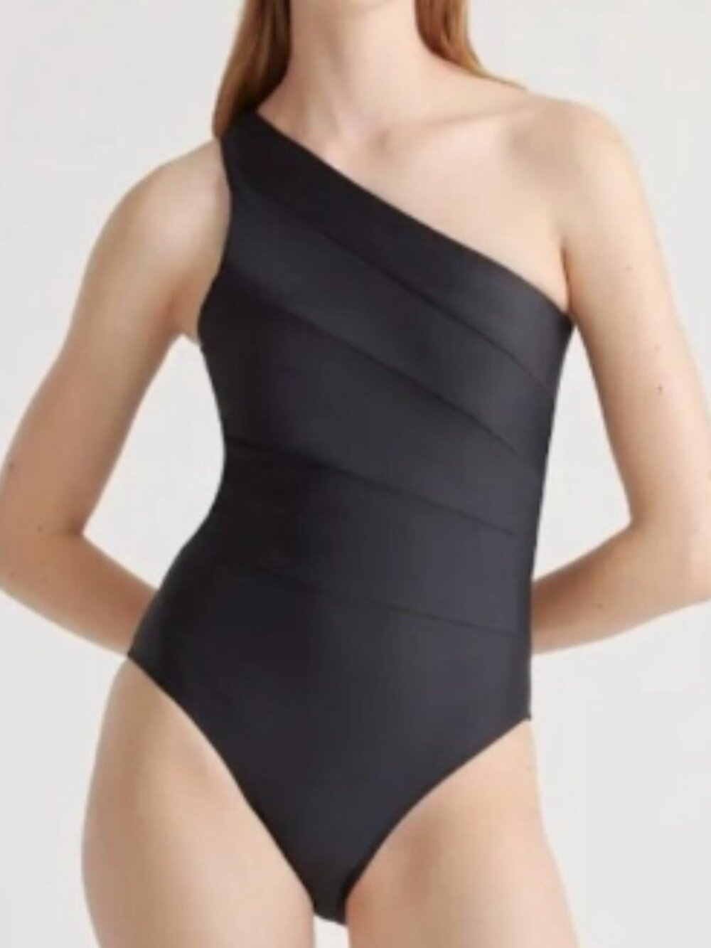 New! Quince Italian One Shoulder One-Piece Swimsuit Black Size 4